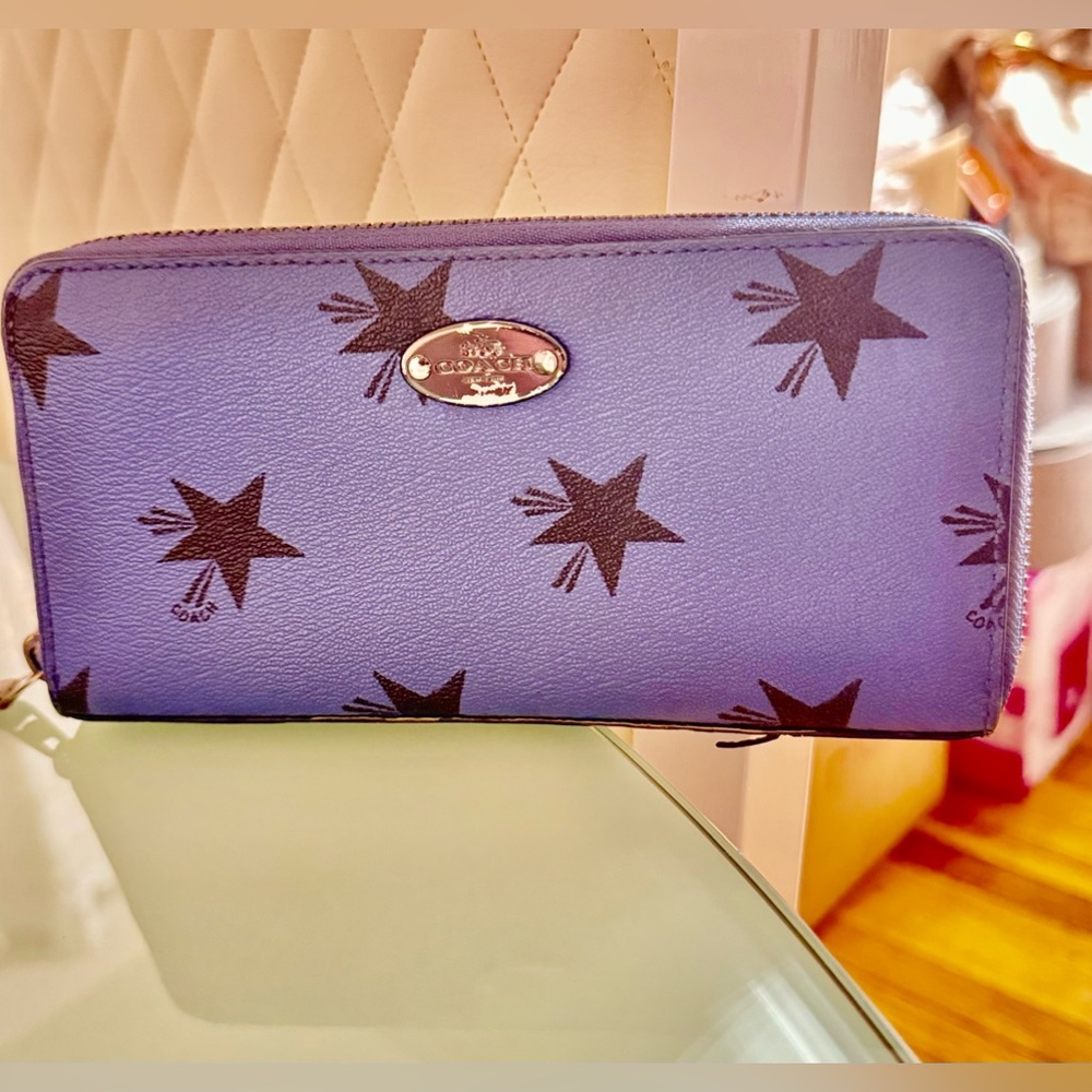 Coach F53426 Star Canyon Quinn Limited Edition Black/Blue Leather Wallet